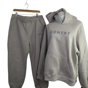 Comfort Unisex Hoodie & Sweatpants Set Heavyweight Tranquil Cement Gray Size XL